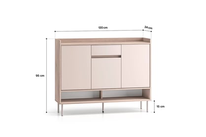 Botník Tivano 02 120 cm - kašmír / dub cremona skříňka na boty Voco 02 120 cm - kašmír / dub cremona