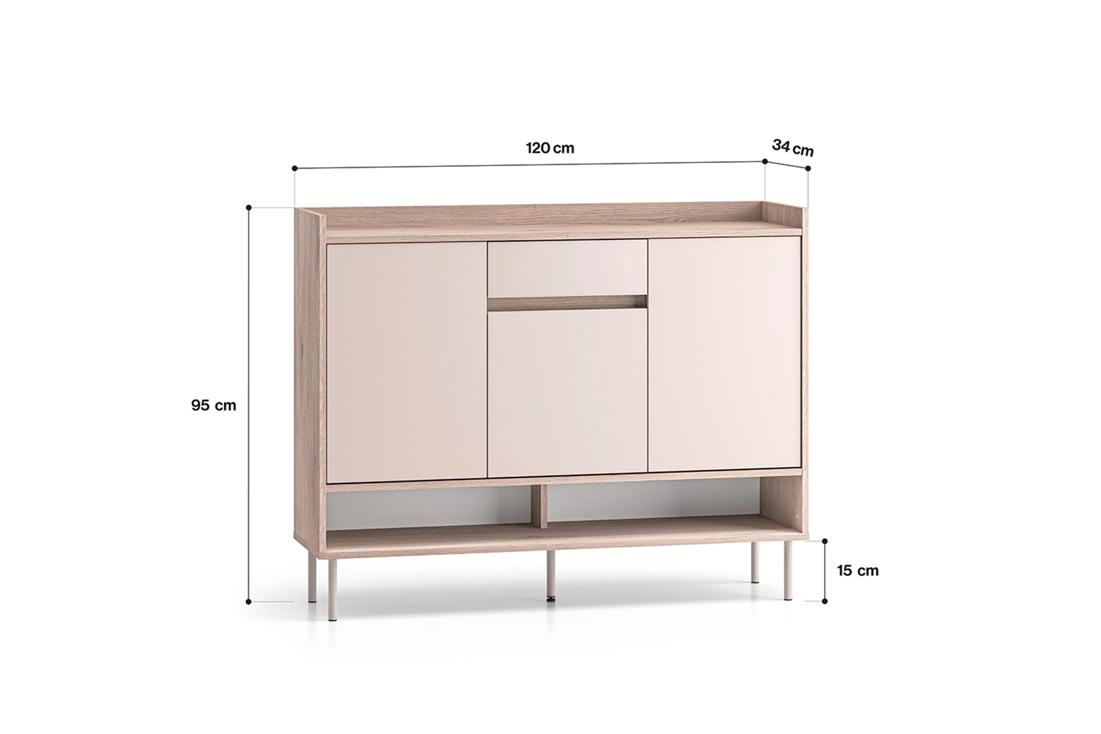 Botník Tivano 02 120 cm - kašmír / dub cremona skříňka na boty Voco 02 120 cm - kašmír / dub cremona