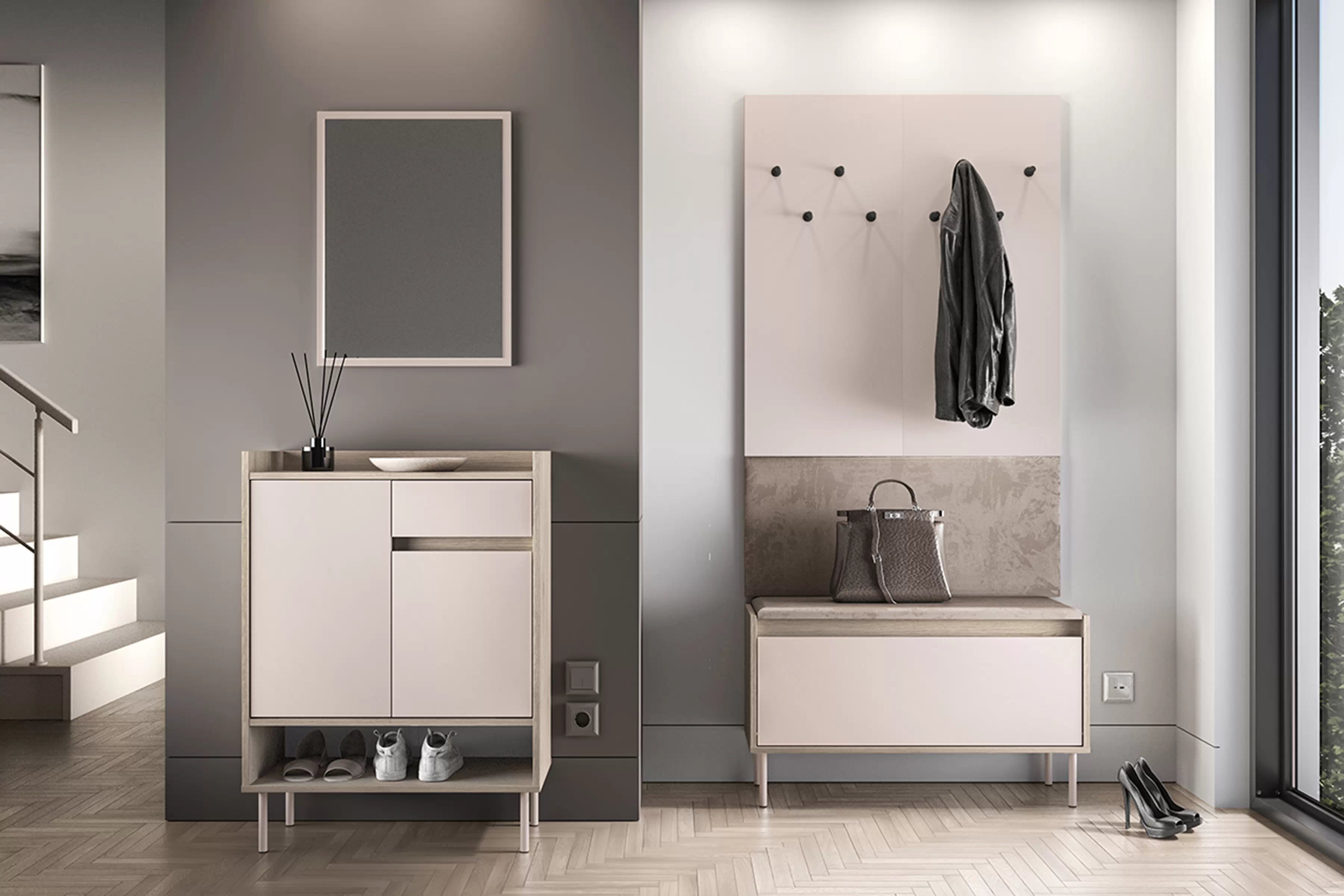 Botník Tivano 03 70 cm - kašmír / dub cremona skříňka na boty Voco 03 70 cm - kašmír / dub cremona