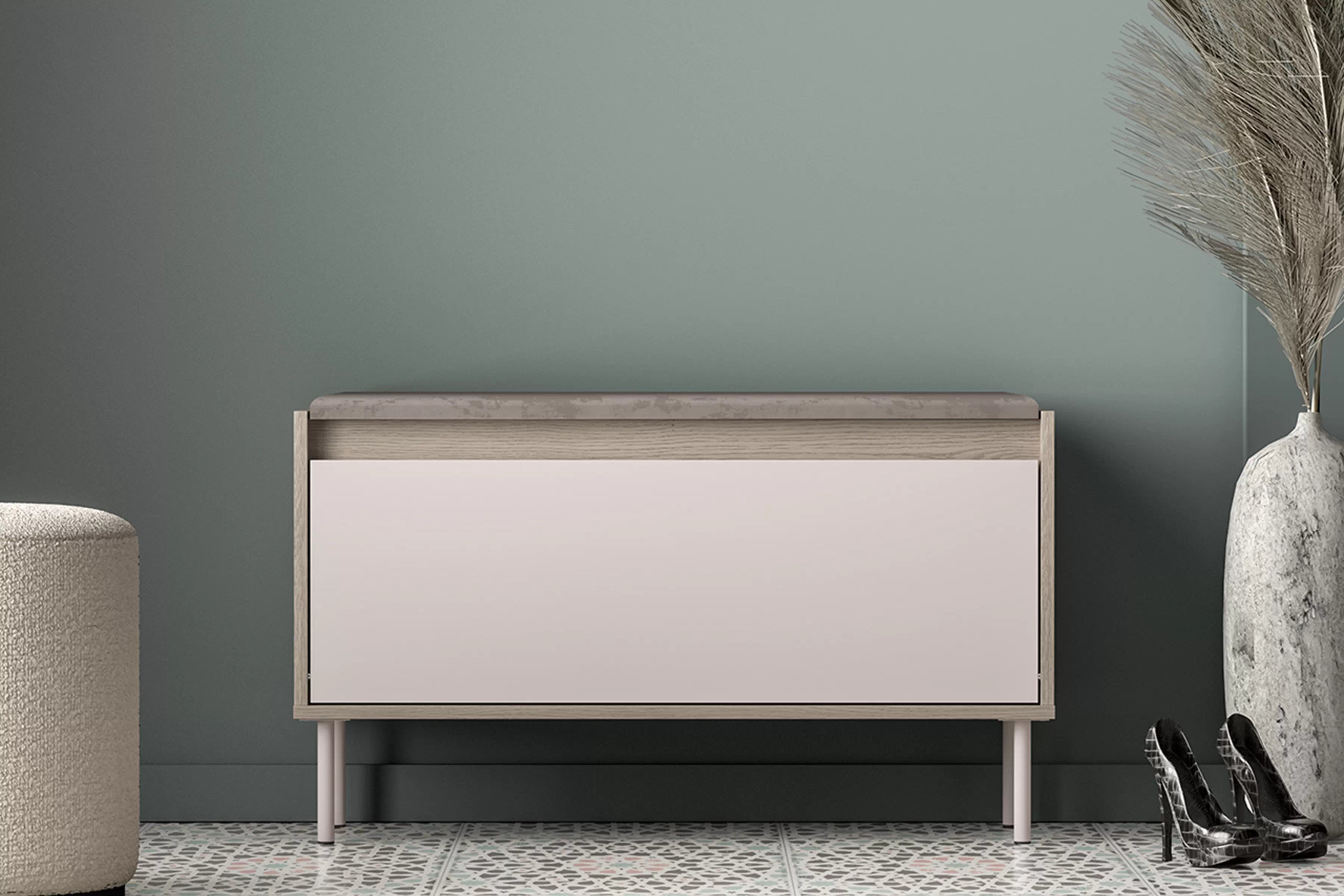 Botník Tivano 05 90 cm - kašmír / dub cremona skříňka na boty Voco 05 90 cm - kašmír / dub cremona