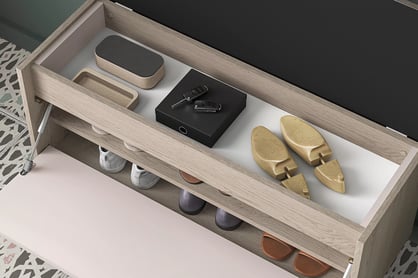 Botník Tivano 05 90 cm - kašmír / dub cremona skříňka na boty Voco 05 90 cm - kašmír / dub cremona