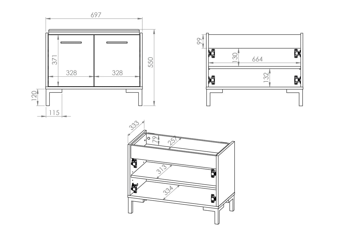Skrinka na topánky Klarso 04 so sedákom 70 cm - Dub artisan Skrinka na topánky so sedákom Nevio 04 - Rozmery