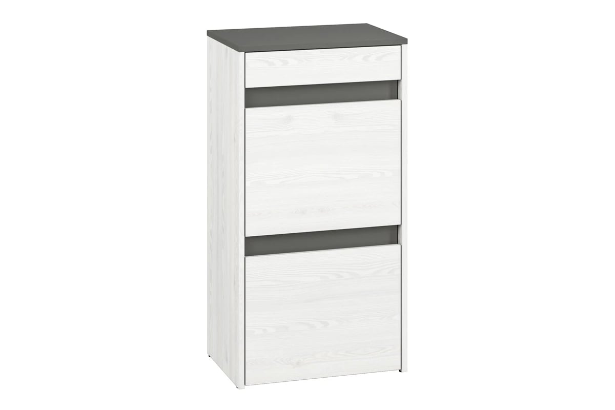 Skrinka na topánky Arachi 04 so zásuvkou 50 cm - borovica snežná / antracitová Skrinka na topánky