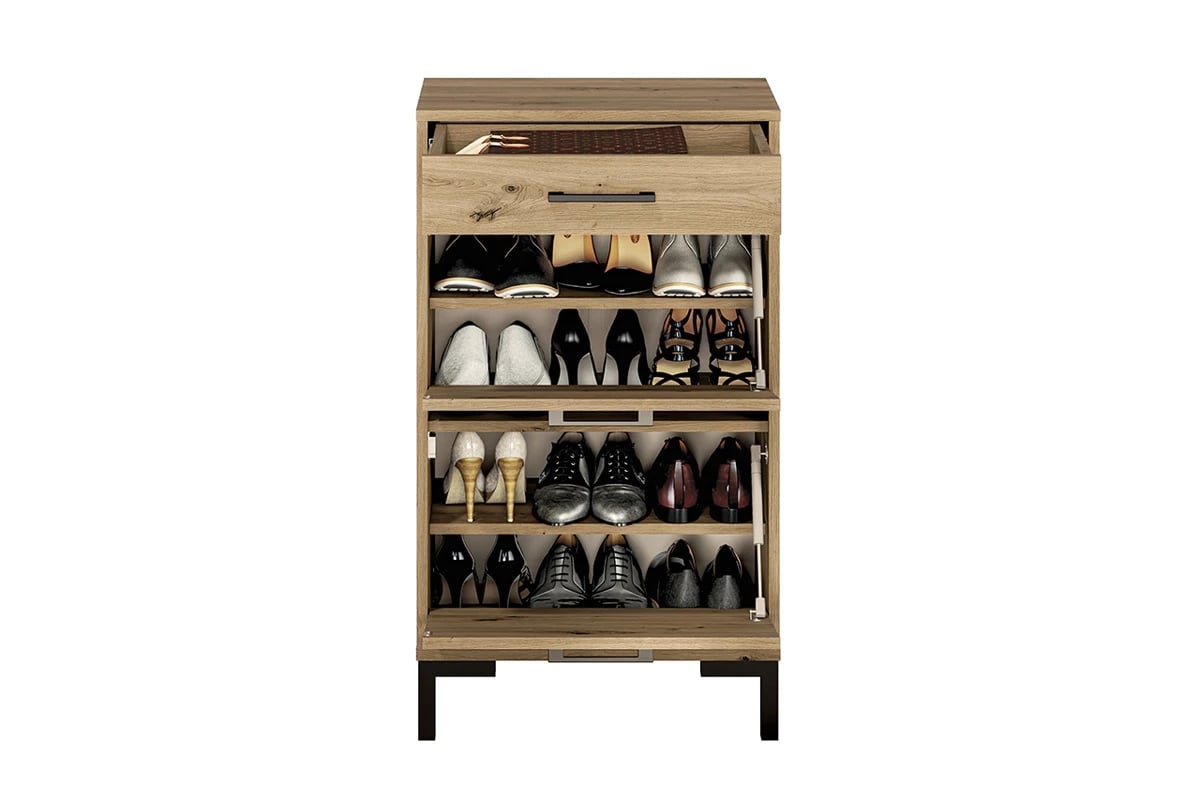 Skrinka na topánky Klarso 02 so zásuvkou 55 cm - dub artisan Skrinka na topánky so zásuvkou Nevio 02 - wypelnione vnútro