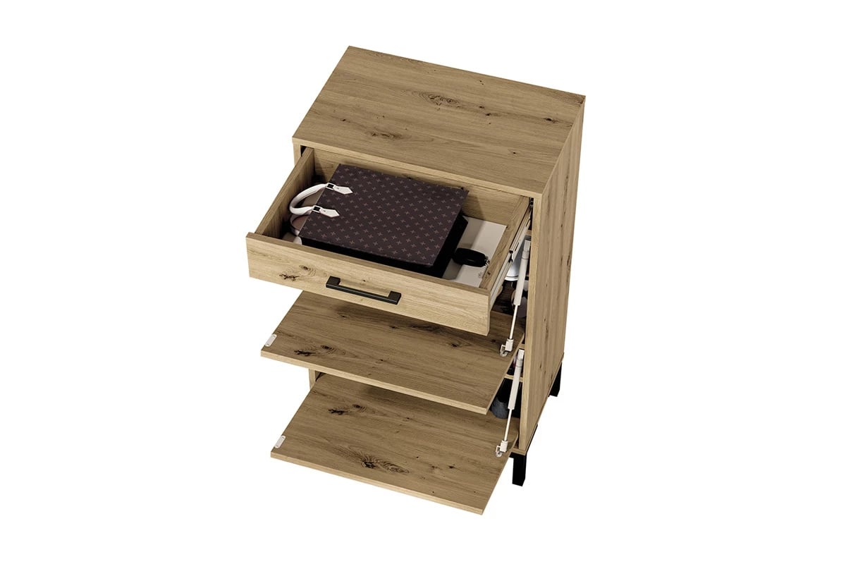 Skrinka na topánky Klarso 02 so zásuvkou 55 cm - dub artisan Skrinka na topánky so zásuvkou Nevio 02 - rzut z gory