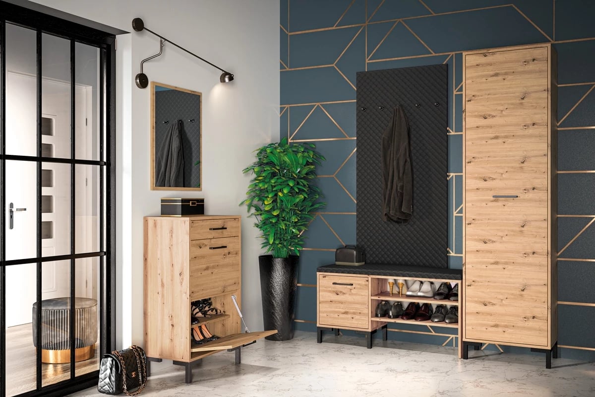 Skrinka na topánky Klarso 02 so zásuvkou 55 cm - dub artisan Skrinka na topánky so zásuvkou Nevio 02 - vizualizácia