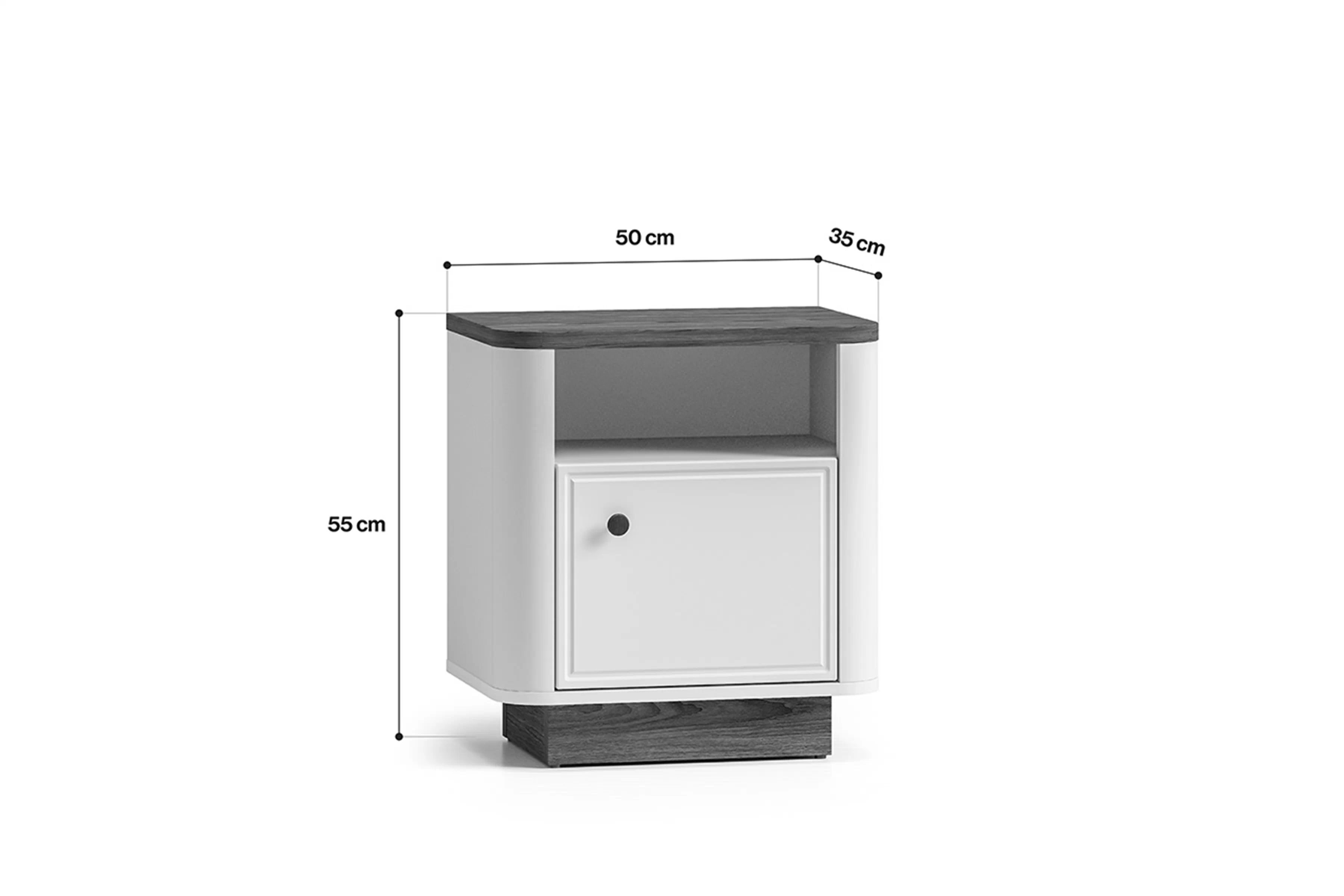 Nočný stolík Amberto 50 cm - kašmír / dub windmill tmavý Nočný Stolík Amberto 50 cm - kašmír / Dub windmill dark