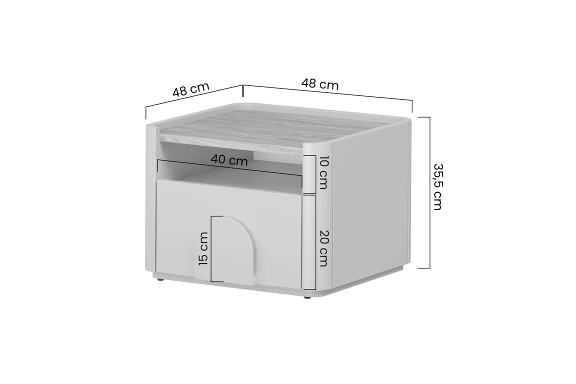 Nočný Stolík Amilio z szuflada 50 cm - eukaliptus / Dub baltic dune Nočný Stolík Amilio z szuflada 50 cm - eukaliptus / Dub baltic dune / úchyty Dub prírodné