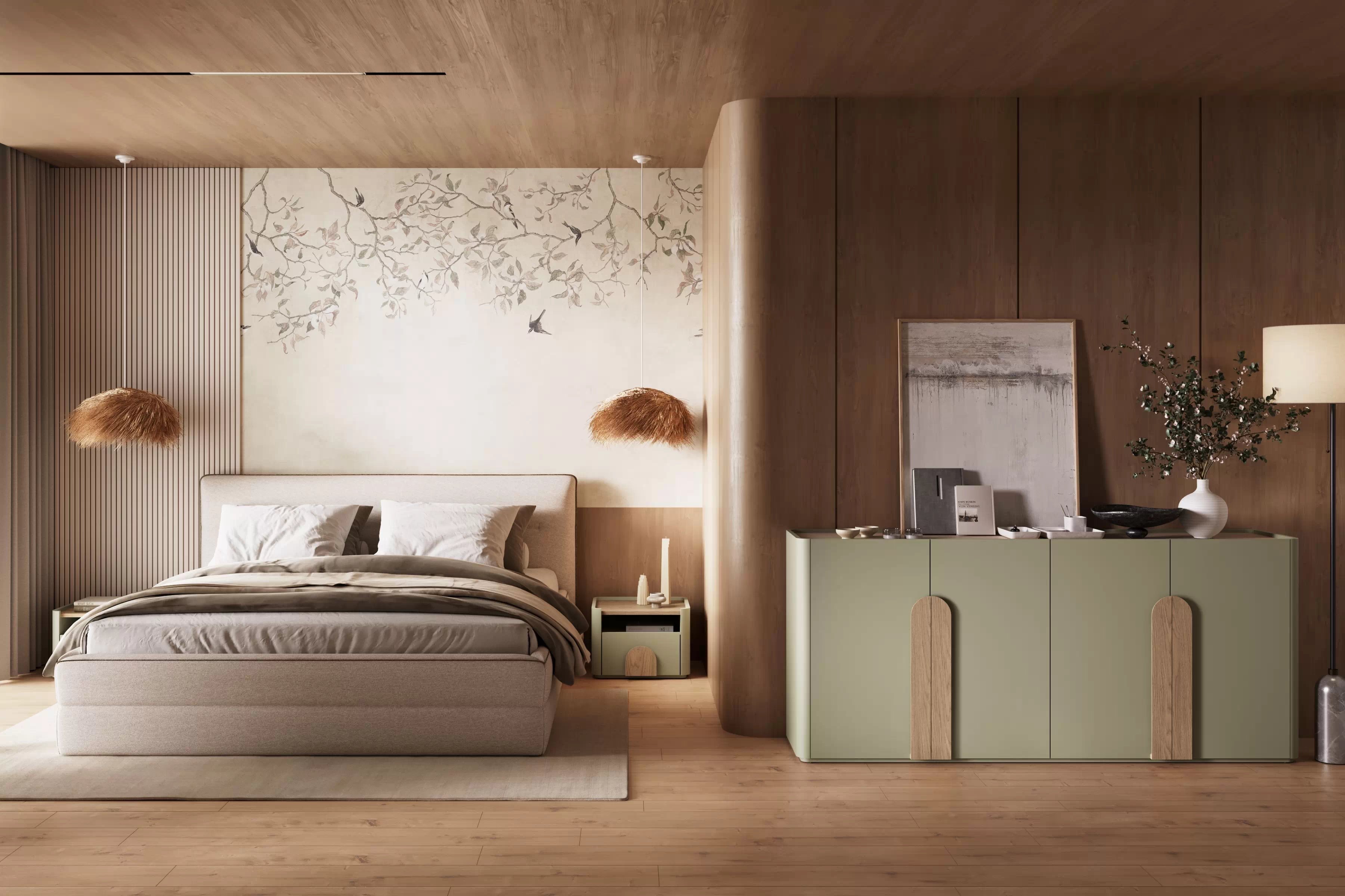 Nočný stolík Amilio 50 cm - eukalyptus / dub baltic dune / dub prírodný Nočný Stolík Amilio z szuflada 50 cm - eukaliptus / Dub baltic dune / úchyty Dub prírodné