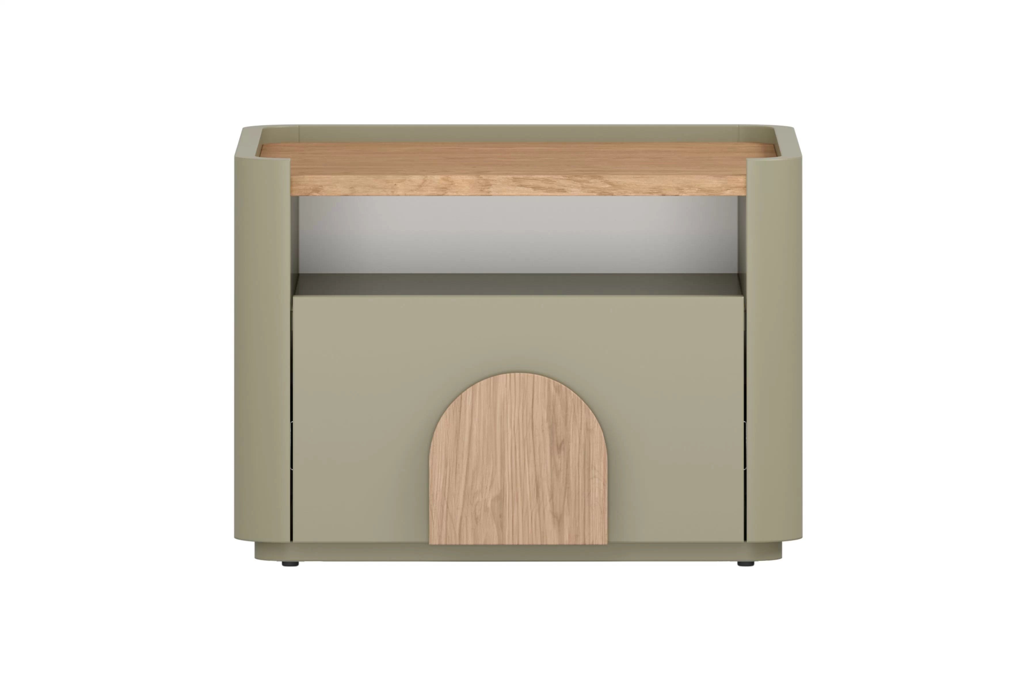 Nočný stolík Amilio 50 cm - eukalyptus / dub baltic dune / dub prírodný Nočný Stolík Amilio z szuflada 50 cm - eukaliptus / Dub baltic dune / úchyty Dub prírodné