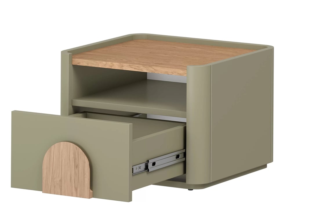 Nočný Stolík Amilio z szuflada 50 cm - eukaliptus / Dub baltic dune Nočný Stolík Amilio z szuflada 50 cm - eukaliptus / Dub baltic dune / úchyty Dub prírodné