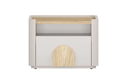 Nočný stolík Amilio 50 cm so zásuvkou - kašmír / olejovaný dub / úchytky svetlý dub Nočný Stolík Amilio z szuflada 50 cm - kašmír / Dub olejowany / úchyty Svetlý dub