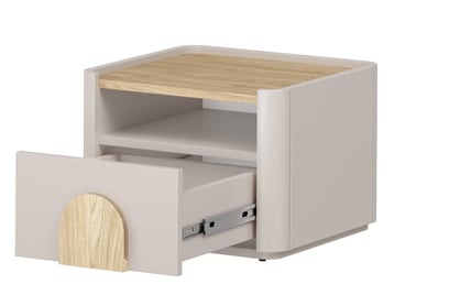 Nočný stolík Amilio 50 cm so zásuvkou - kašmír / olejovaný dub / úchytky svetlý dub Nočný Stolík Amilio z szuflada 50 cm - kašmír / Dub olejowany / úchyty Svetlý dub