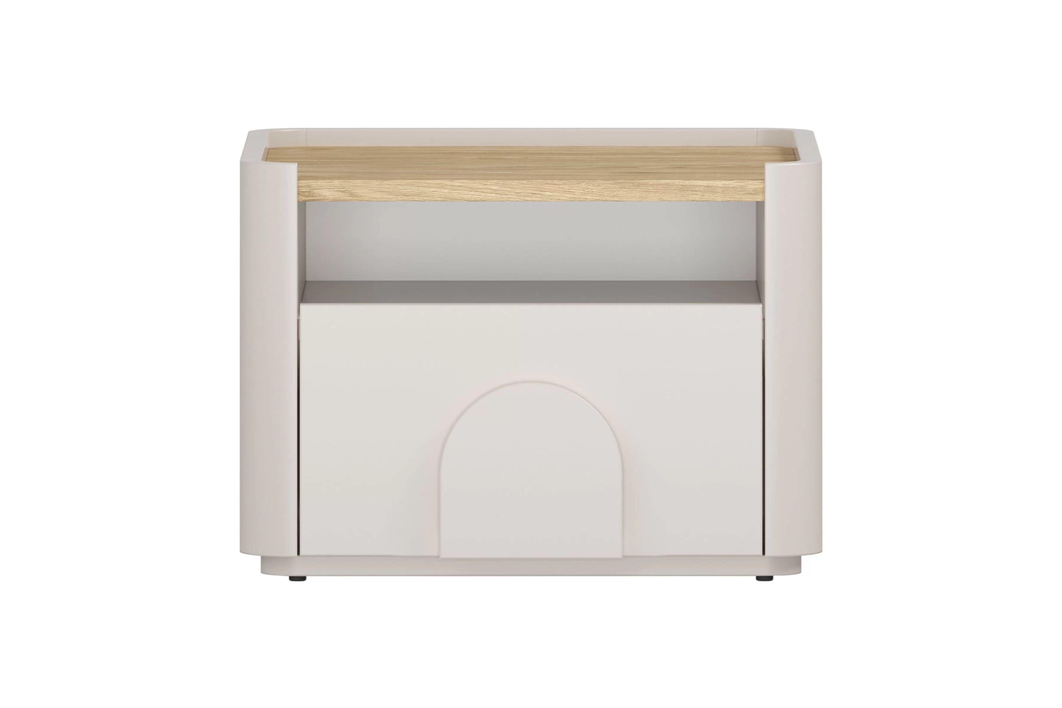 Nočný stolík Amilio 50 cm - kašmírová / dub olejovaný Nočný Stolík Amilio z szuflada 50 cm - kašmír / Dub olejowany / úchyty kašmír