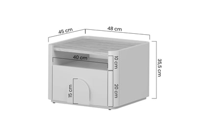 Nočný stolík Amilio 50 cm - kašmírová / dub olejovaný Nočný Stolík Amilio z szuflada 50 cm - kašmír / Dub olejowany / úchyty kašmír