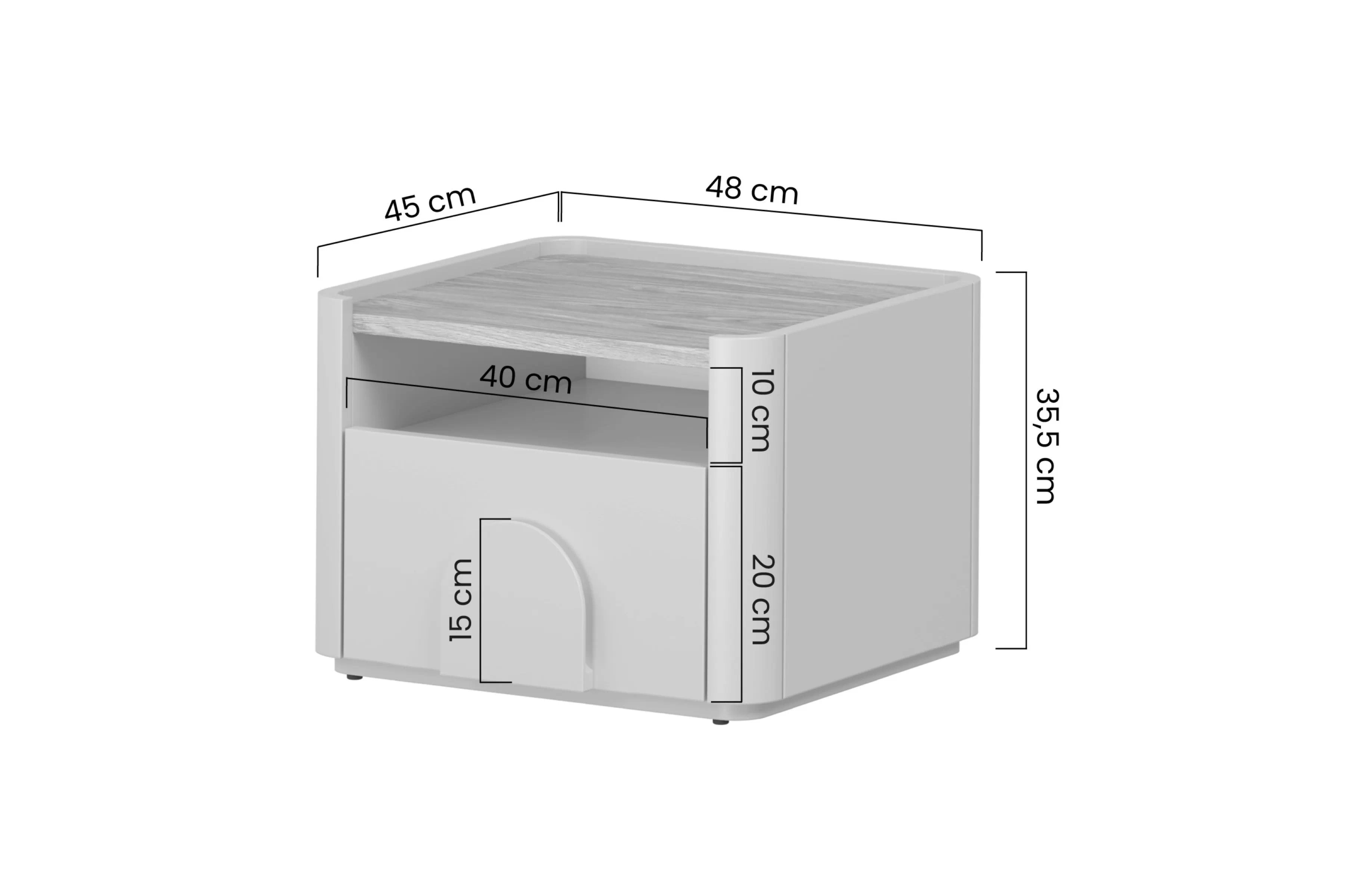 Nočný stolík Amilio 50 cm - kašmírová / dub olejovaný Nočný Stolík Amilio z szuflada 50 cm - kašmír / Dub olejowany / úchyty kašmír