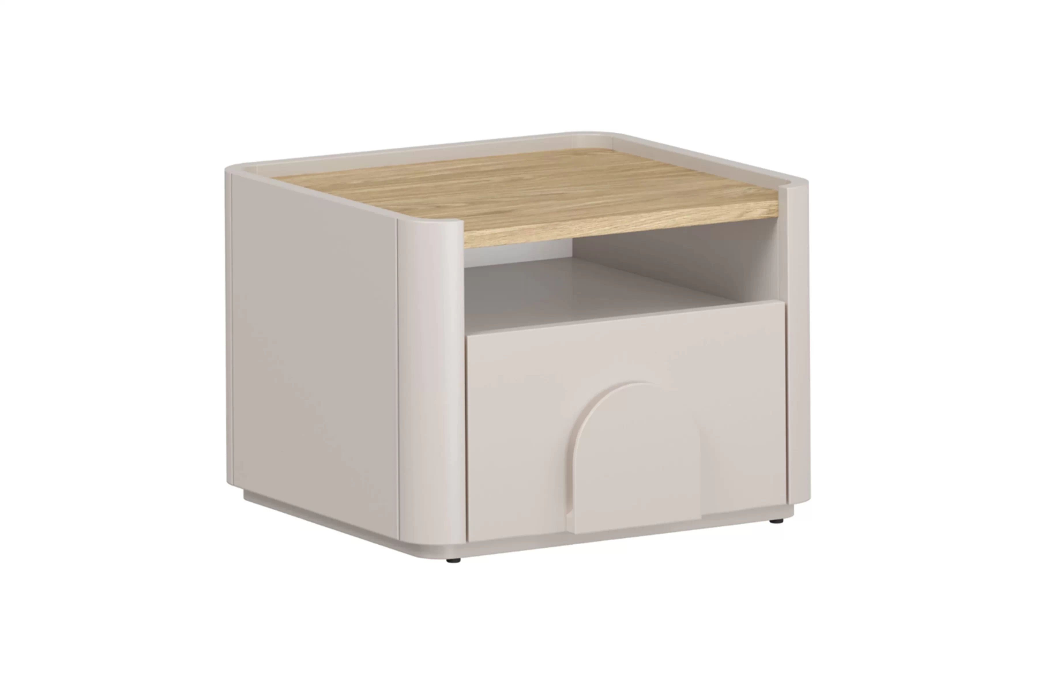 Nočný stolík Amilio 50 cm - kašmírová / dub olejovaný Nočný Stolík Amilio z szuflada 50 cm - kašmír / Dub olejowany / úchyty kašmír