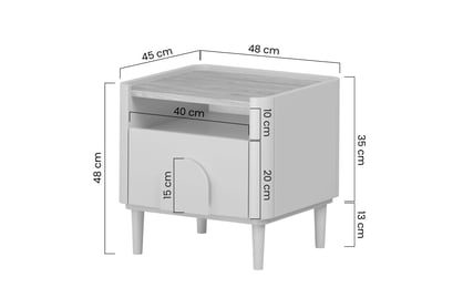 Nočný stolík Amilio 50 cm na nožičkách - eukalyptus / dub baltic dune / dub prírodný Nočný Stolík Amilio z szuflada 50 cm na nôžkach - eukaliptus / Dub baltic dune / úchyty Dub prírodné