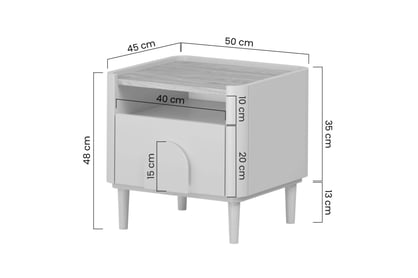 Nočný stolík Amilio 50 cm na nožičkách - kašmírová / dub olejovaný Nočný Stolík Amilio z szuflada 50 cm na nôžkach - kašmír / Dub olejowany / úchyty kašmír