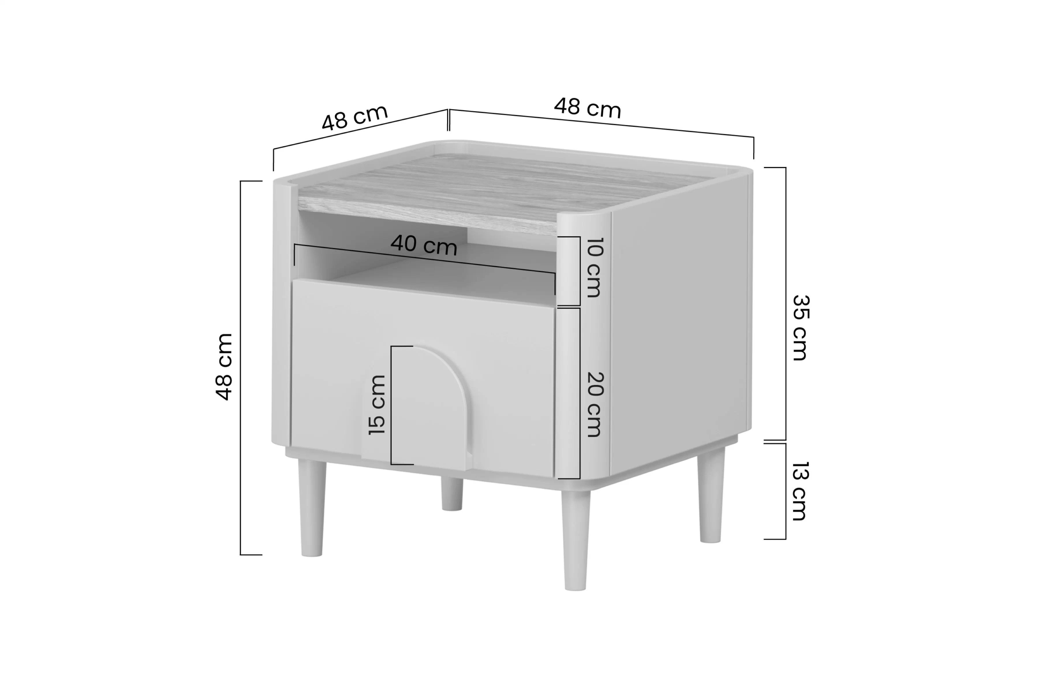 Nočný stolík Amilio 50 cm na nožičkách - kašmírová / dub olejovaný Nočný Stolík Amilio z szuflada 50 cm na nôžkach - kašmír / Dub olejowany / úchyty kašmír