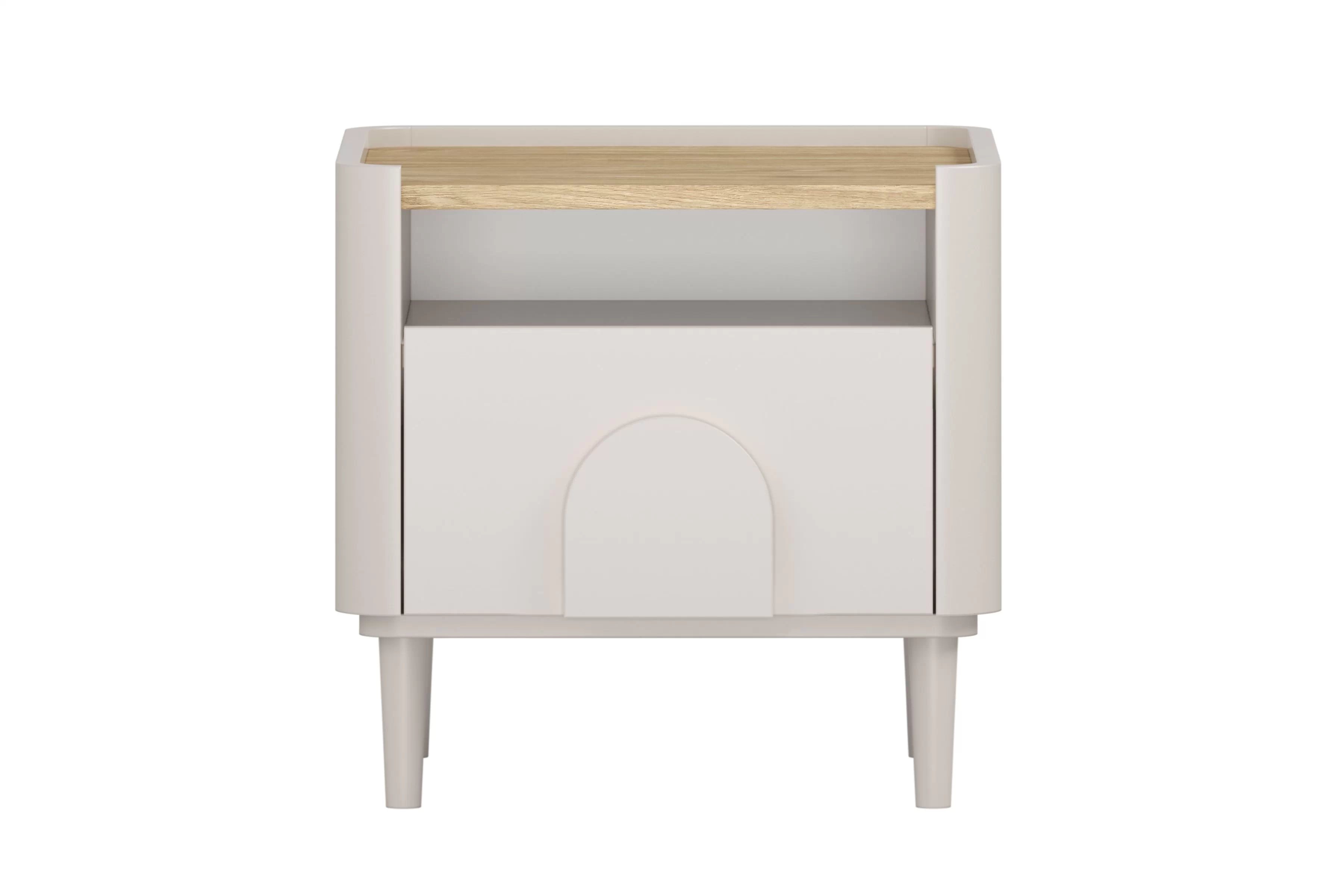 Nočný stolík Amilio 50 cm na nožičkách - kašmírová / dub olejovaný Nočný Stolík Amilio z szuflada 50 cm na nôžkach - kašmír / Dub olejowany / úchyty kašmír