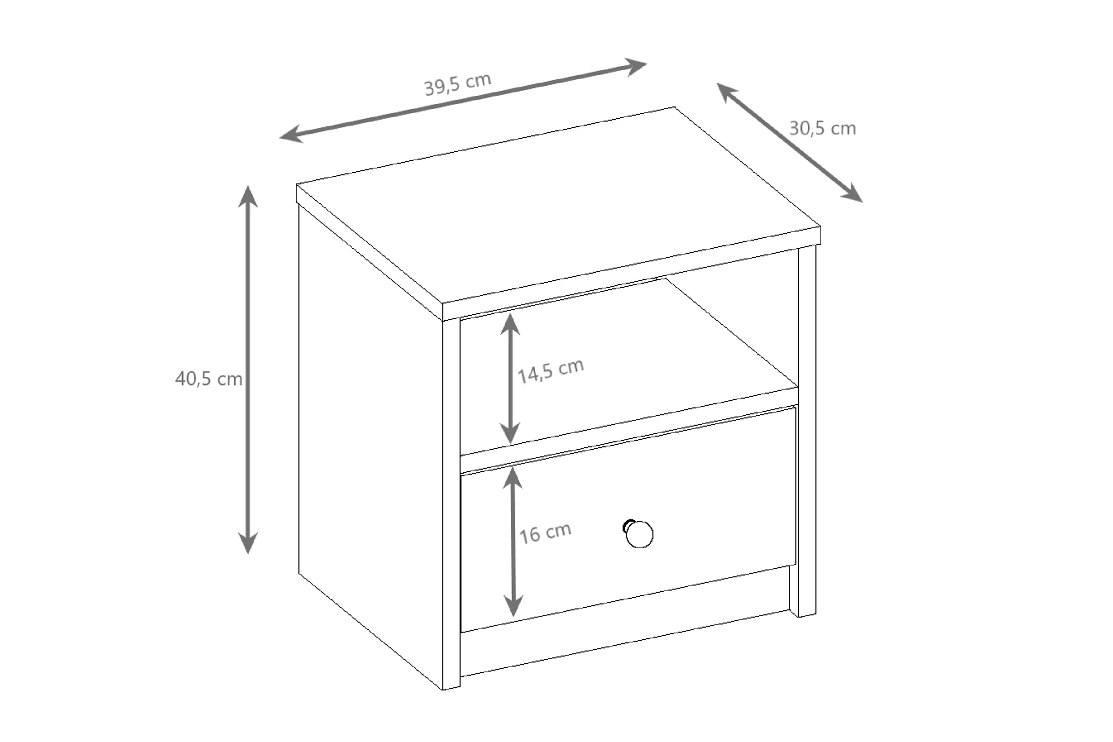Nočný stolík Bonzo 40 cm so zásuvkou - biela Nočný Stolík Bonzo 40 cm z szuflada - Biely