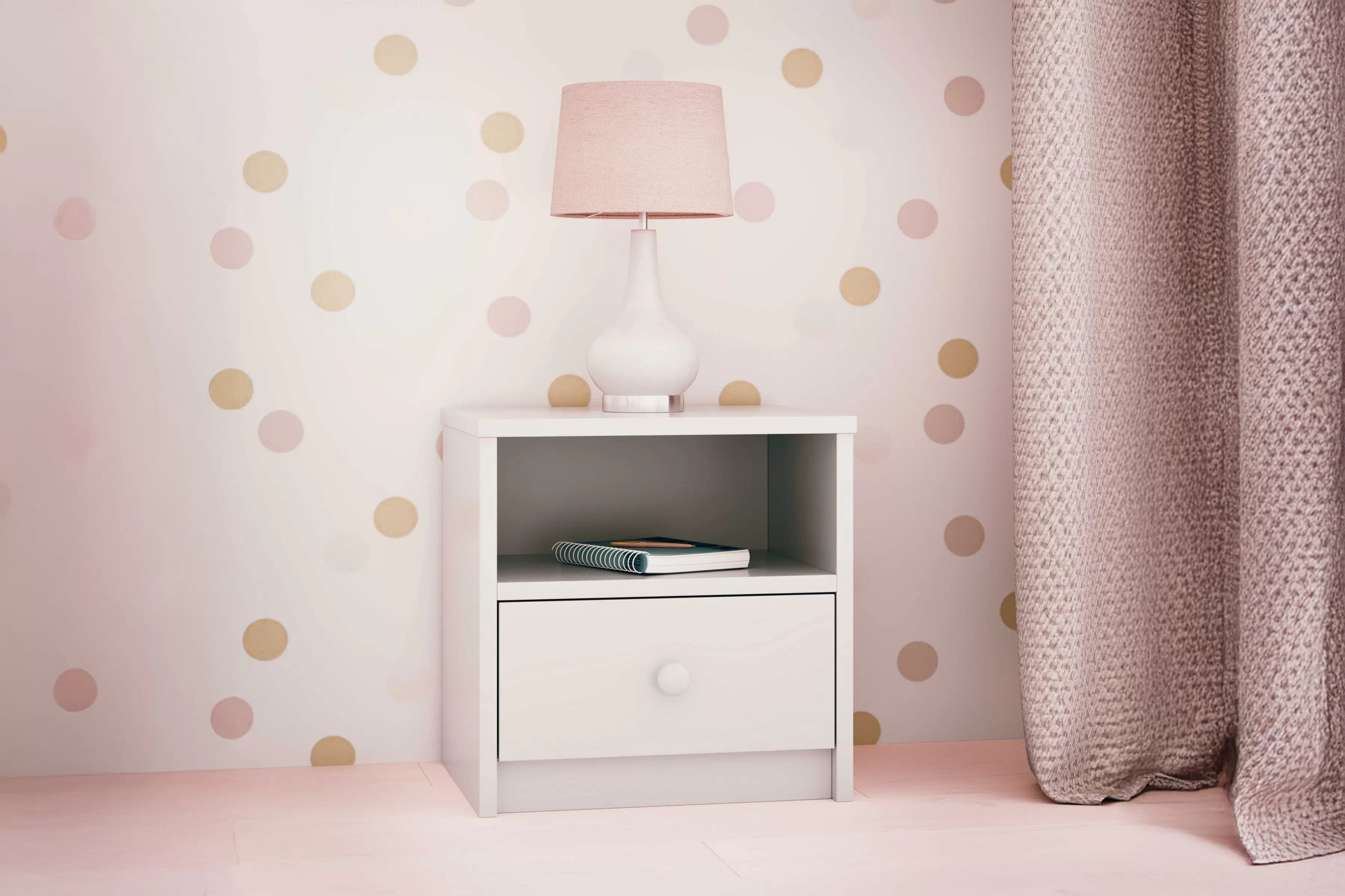 Nočný stolík Bonzo 40 cm so zásuvkou - biela Nočný Stolík Bonzo 40 cm z szuflada - Biely