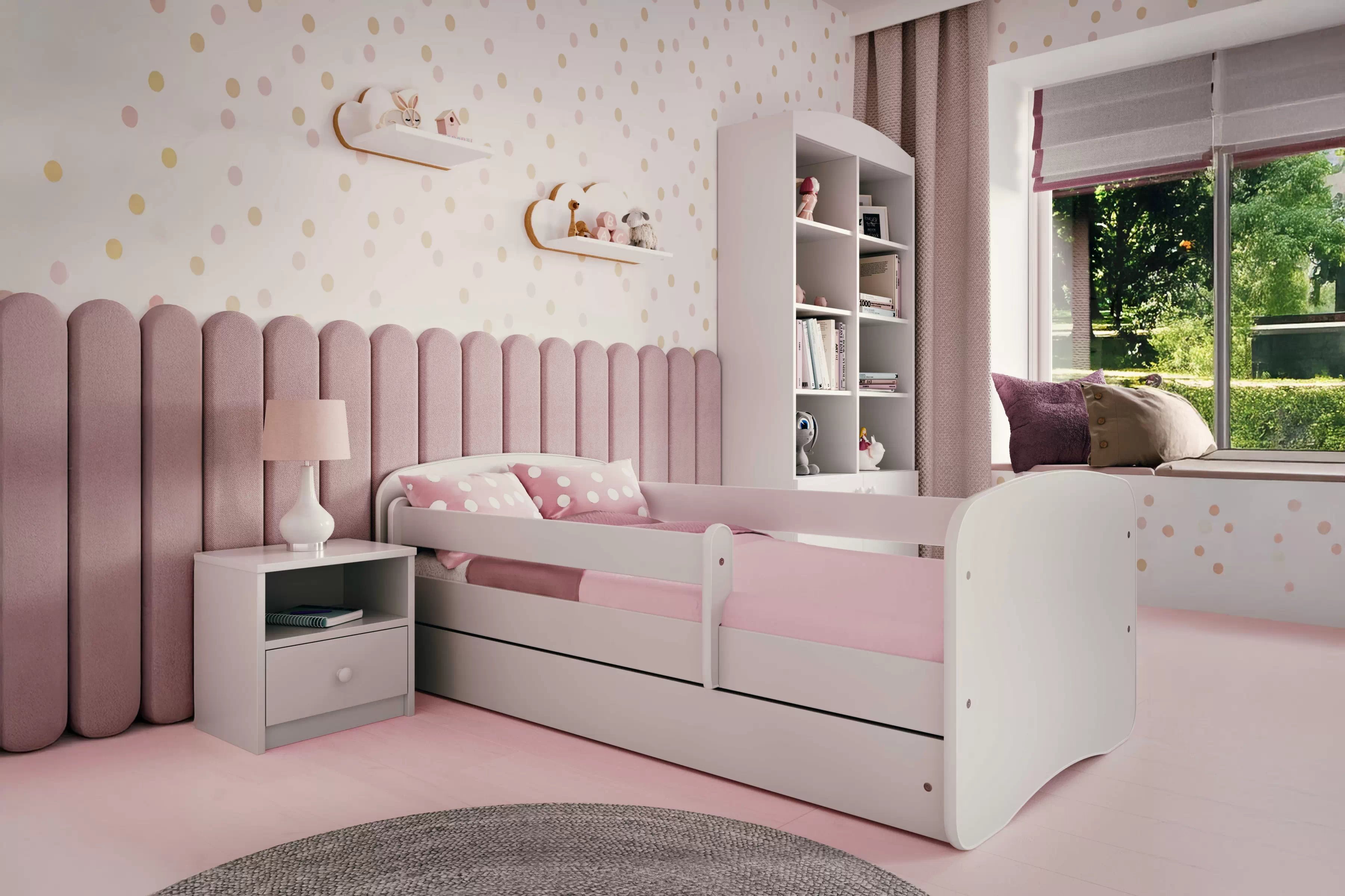 Nočný stolík Bonzo 40 cm so zásuvkou - biela Nočný Stolík Bonzo 40 cm z szuflada - Biely