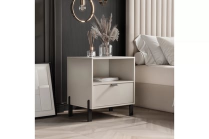 Noční stolek Cremona se zásuvkou - písková béžová Noční stolek Cremona z szuflada - béžová Pískový 