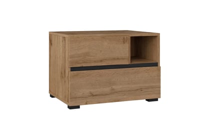 Nočný stolík Cross 55 cm so zásuvkami - dub wotan / čierna