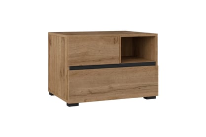 Nočný stolík Cross 55 cm so zásuvkami - dub wotan / čierna