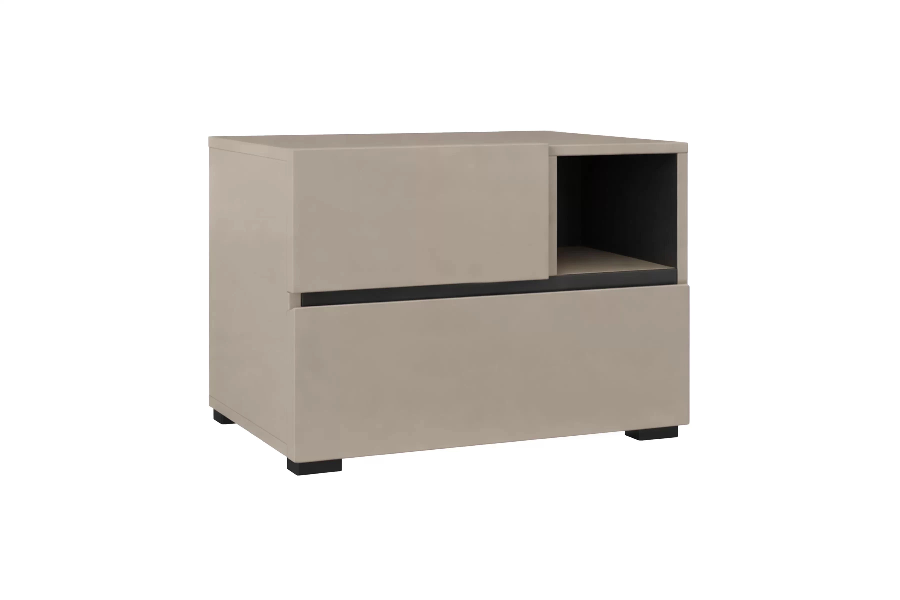 Nočný stolík Cross 55 cm so zásuvkami - kašmírová / čierna Nočný Stolík Cross 55 cm so zásuvkami - kašmír / Čierny