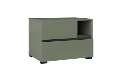 Nočný stolík Cross 55 cm - tlmená zelená / čierna