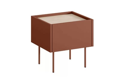 Nočný stolík so zásuvkou Desin 45 - ceramic red / Dub nagano