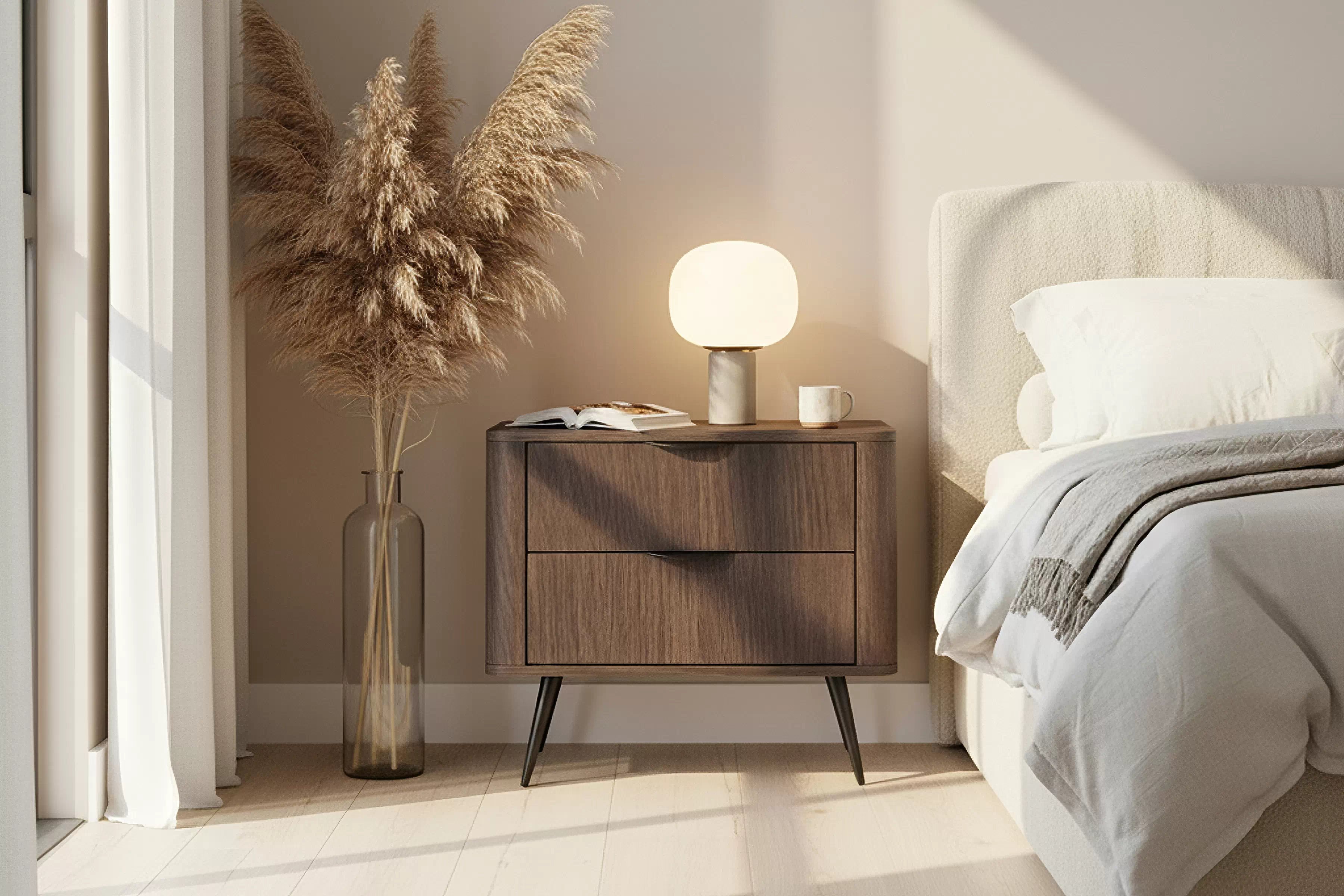 Nočný stolík Edrin 63 cm so zásuvkami - dub dunin / čierna Nočný Stolík Edrin 63 cm so zásuvkami - Dub dunin / Čierny