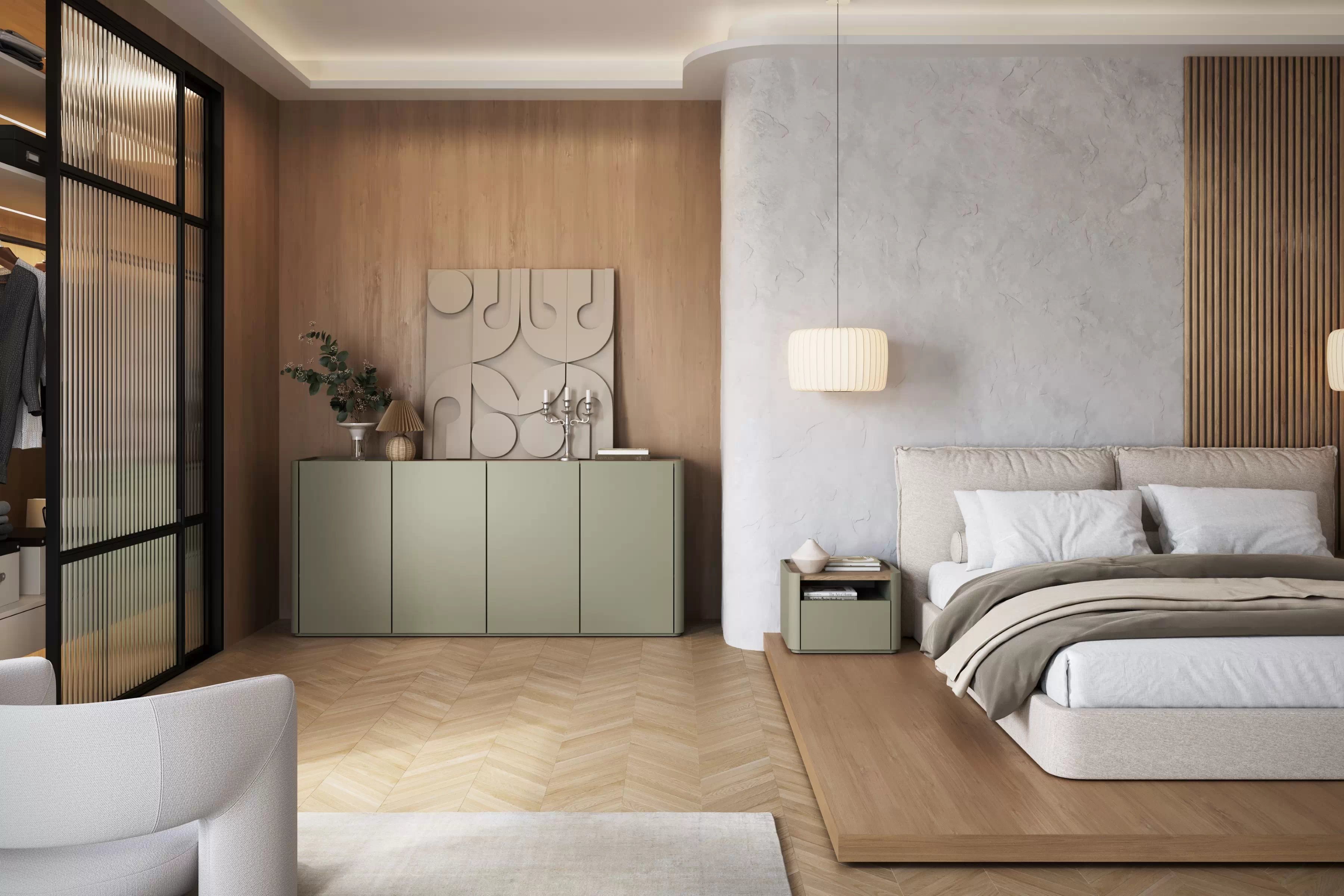 Nočný stolík Elivo 50 cm so zásuvkou - eukalyptus / dub baltic dune Nočný Stolík Elivo 50 cm z szuflada - eukaliptus / Dub baltic dune