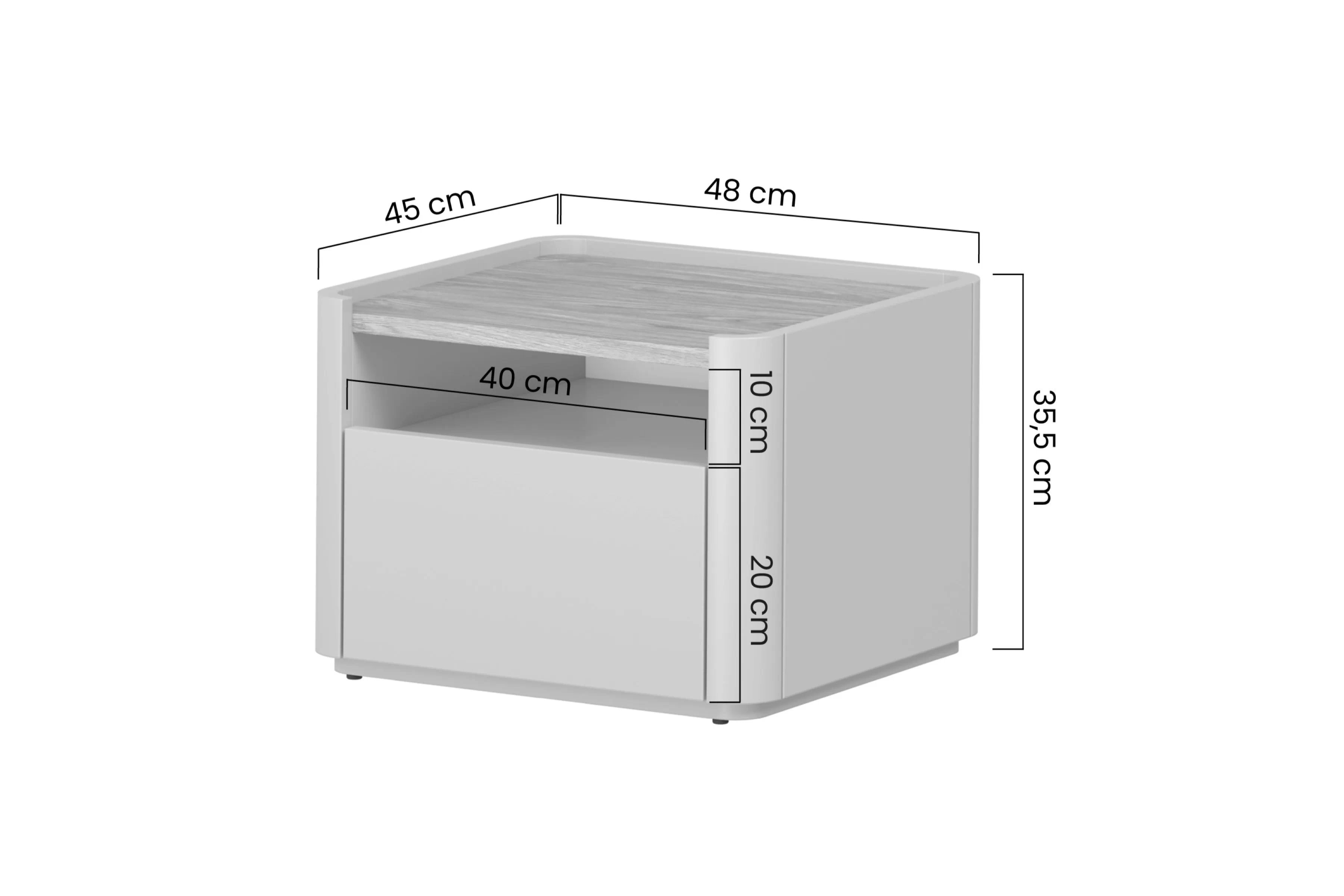 Nočný stolík Elivo 50 cm so zásuvkou - eukalyptus / dub baltic dune Nočný Stolík Elivo 50 cm z szuflada - eukaliptus / Dub baltic dune