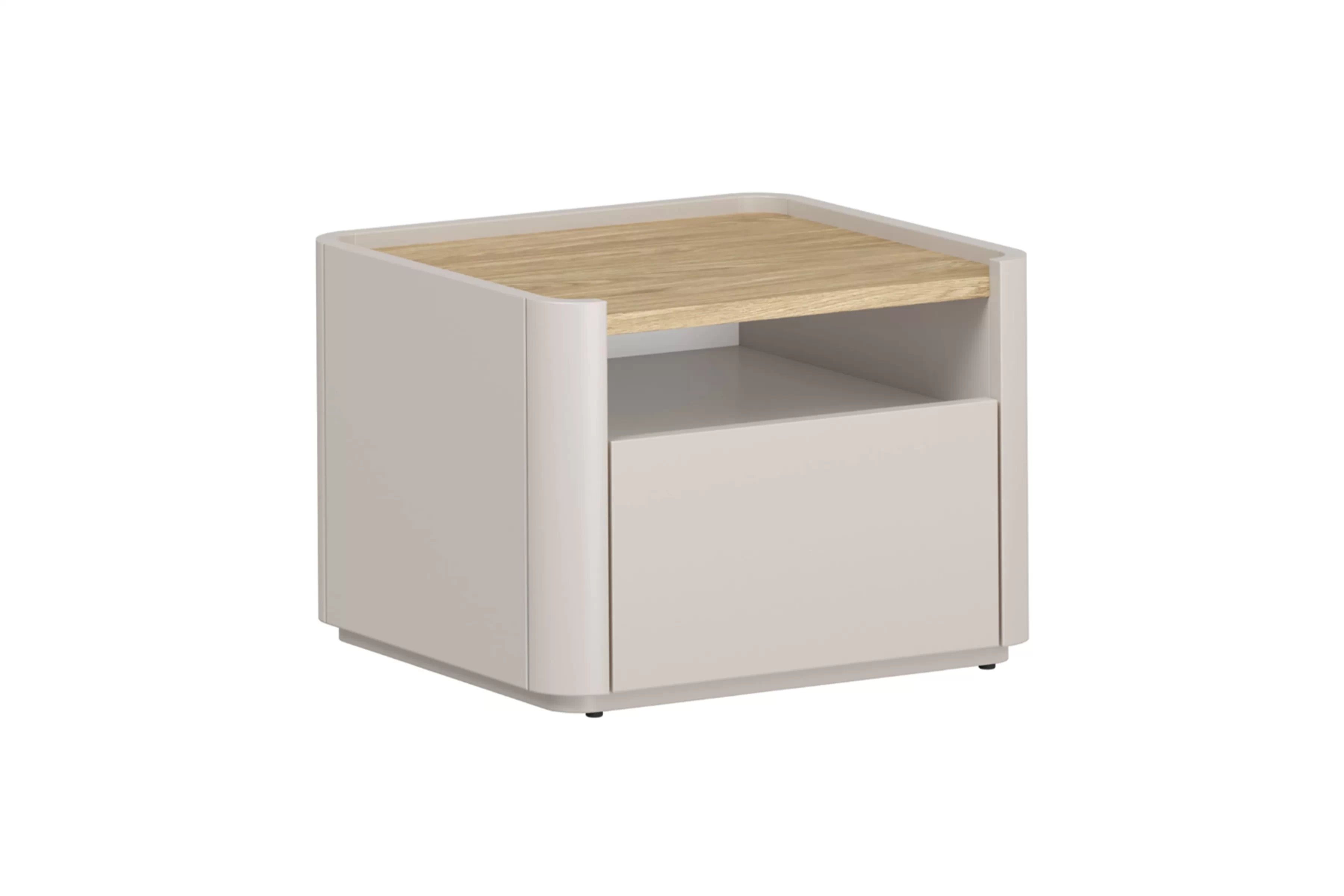 Nočný stolík Elivo 50 cm so zásuvkou - kašmírová / dub olejovaný Nočný Stolík Elivo 50 cm z szuflada - kašmír / Dub olejowany