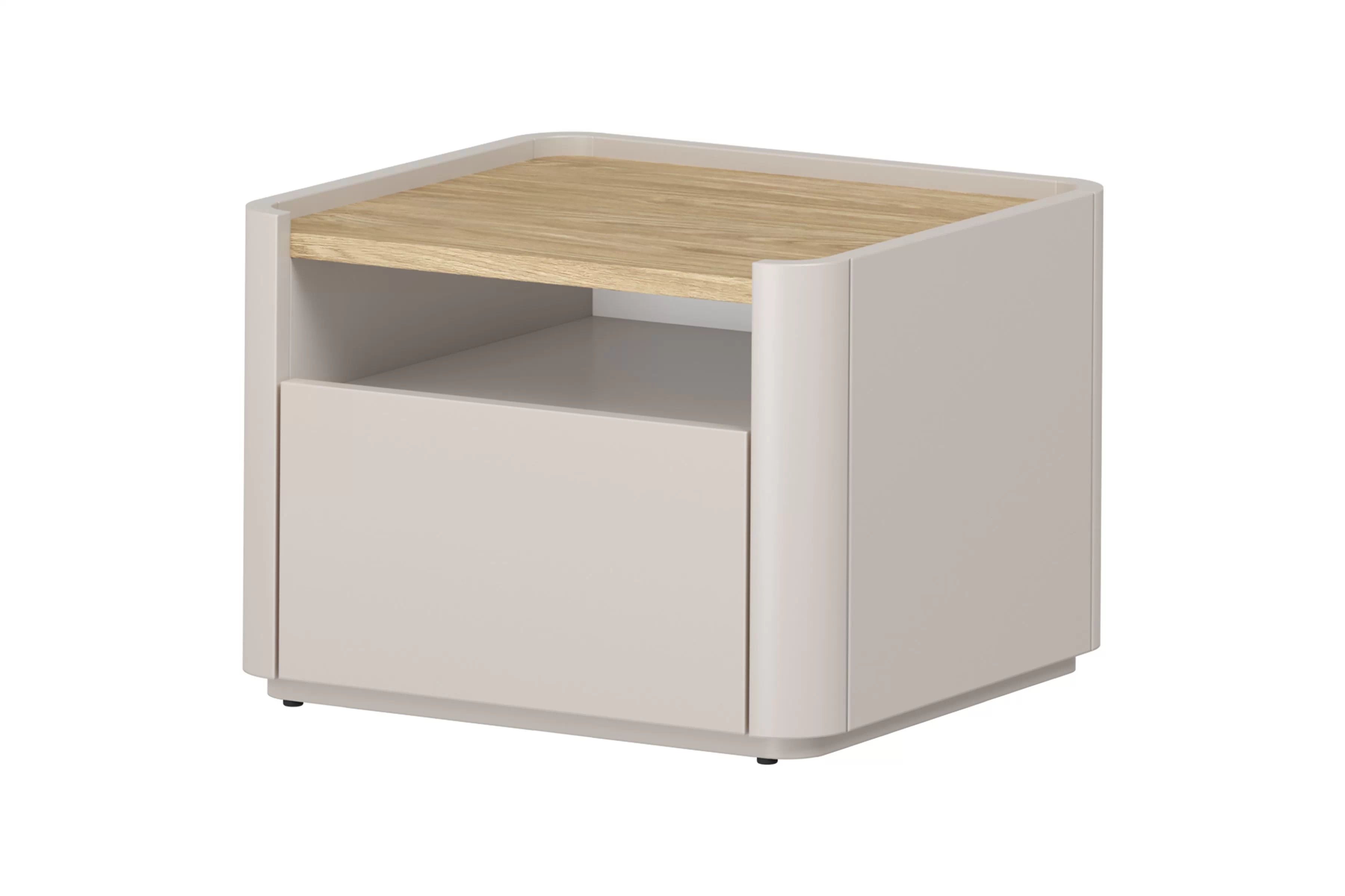 Nočný stolík Elivo 50 cm so zásuvkou - kašmírová / dub olejovaný Nočný Stolík Elivo 50 cm z szuflada - kašmír / Dub olejowany