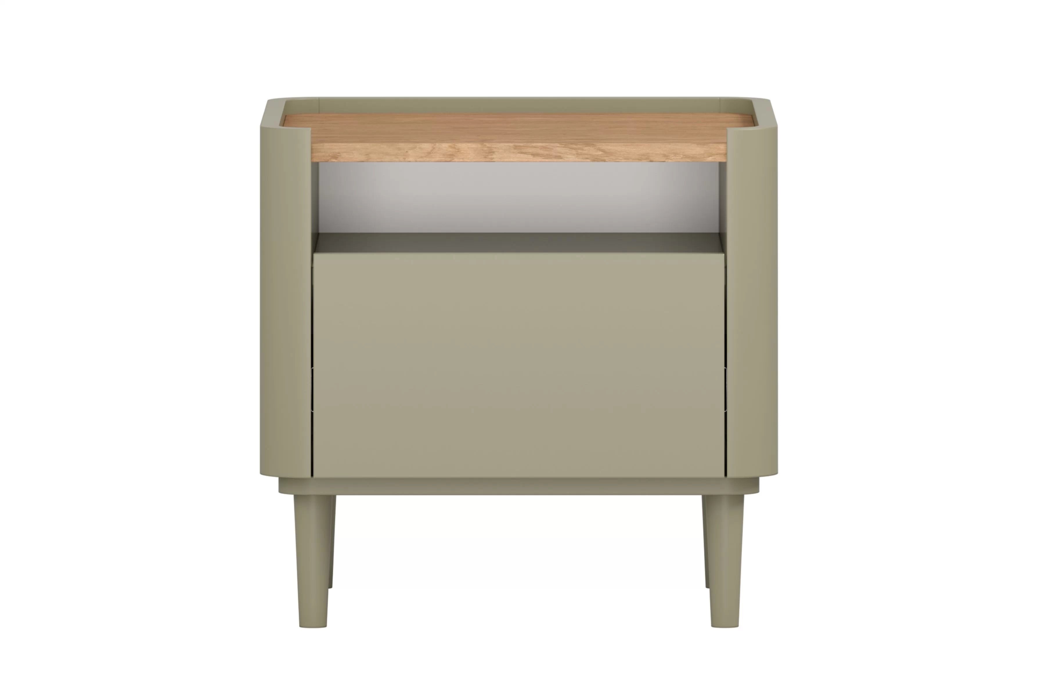 Noční stolek Elivo 50 cm na nožkách - eukalyptus / dub baltic dune Noční stolek Elivo 50 cm z szuflada na nožkách - eukaliptus / dub baltic dune