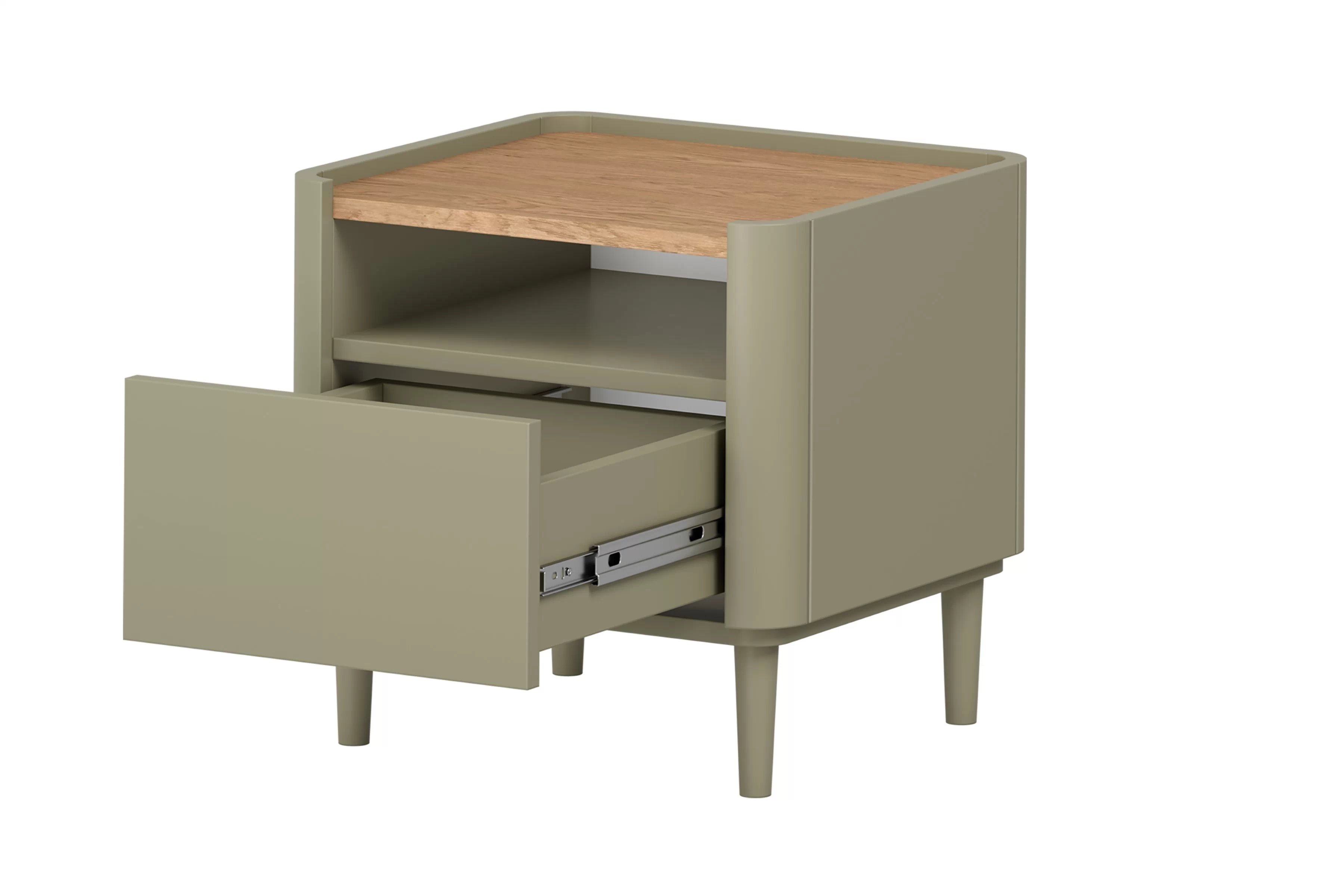 Noční stolek Elivo 50 cm na nožkách - eukalyptus / dub baltic dune Noční stolek Elivo 50 cm z szuflada na nožkách - eukaliptus / dub baltic dune