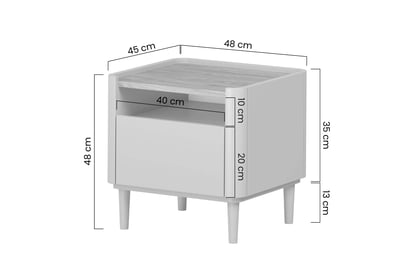 Nočný stolík Elivo 50 cm na nožičkách - kašmírová / dub olejovaný Nočný Stolík Elivo 50 cm z szuflada na nôžkach - kašmír / Dub olejowany