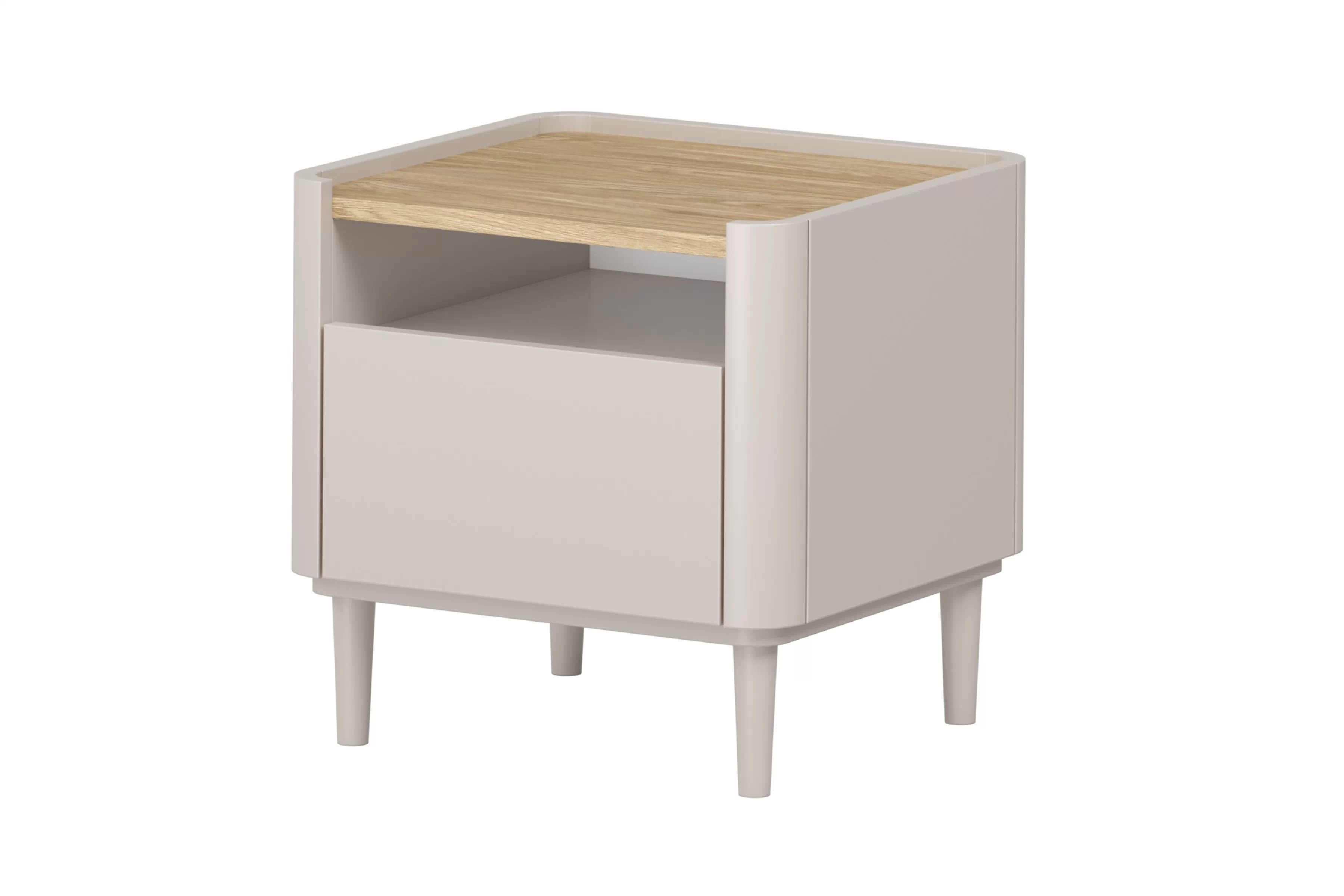 Nočný stolík Elivo 50 cm na nožičkách - kašmírová / dub olejovaný Nočný Stolík Elivo 50 cm z szuflada na nôžkach - kašmír / Dub olejowany