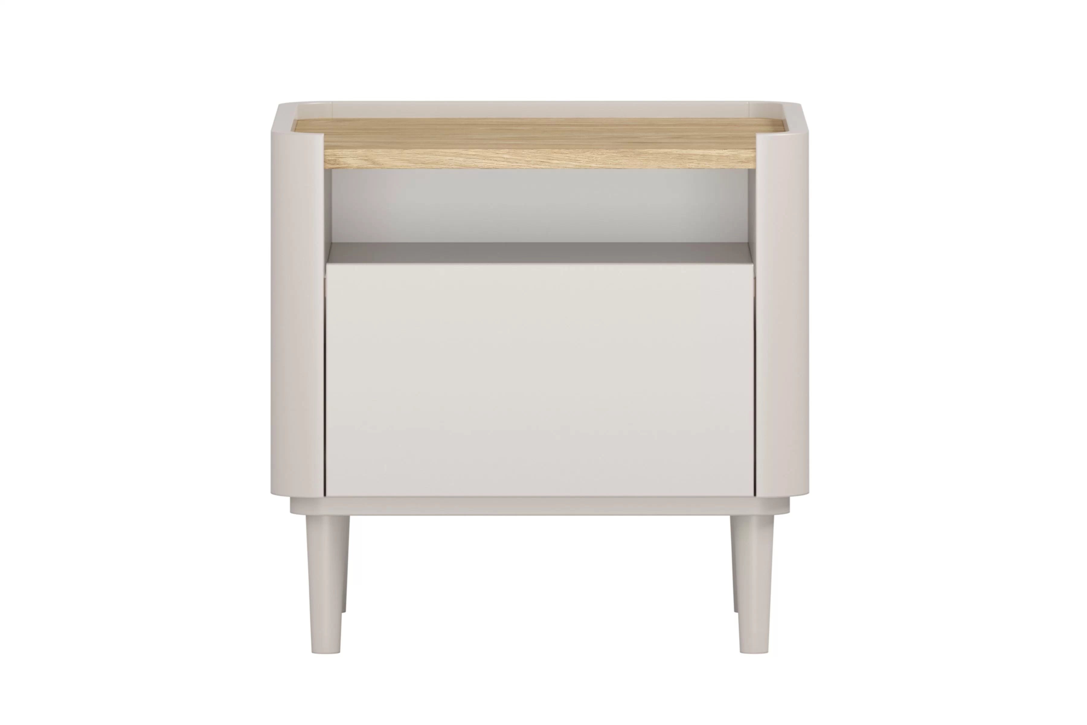 Nočný stolík Elivo 50 cm na nožičkách - kašmírová / dub olejovaný Nočný Stolík Elivo 50 cm z szuflada na nôžkach - kašmír / Dub olejowany