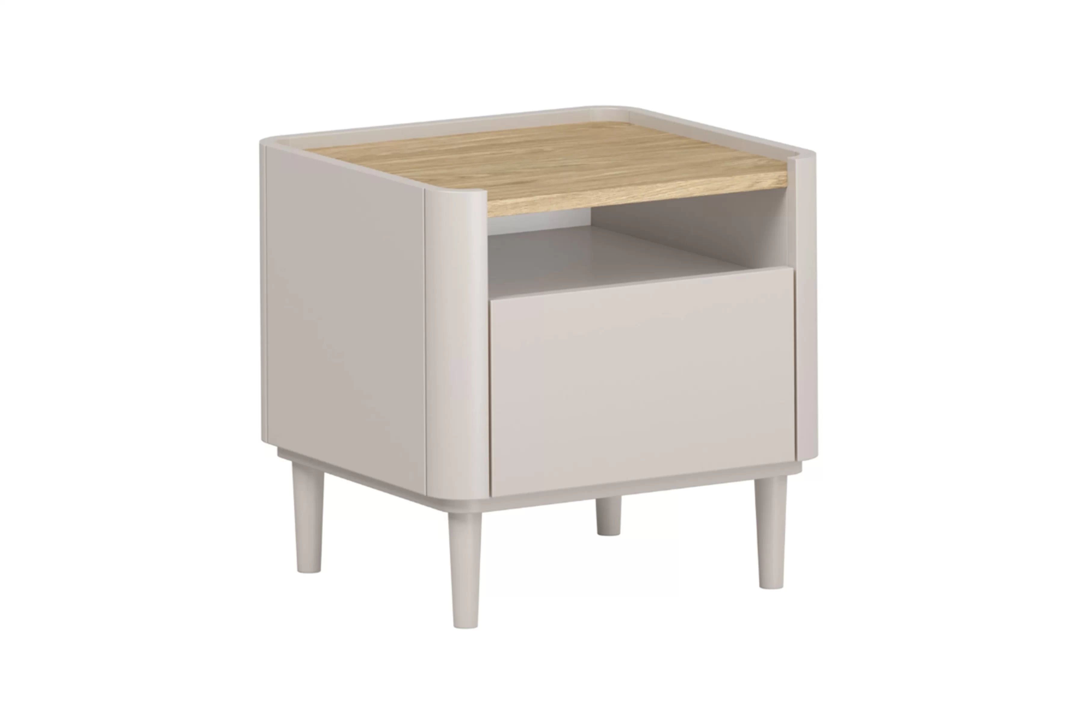 Nočný stolík Elivo 50 cm na nožičkách - kašmírová / dub olejovaný Nočný Stolík Elivo 50 cm z szuflada na nôžkach - kašmír / Dub olejowany