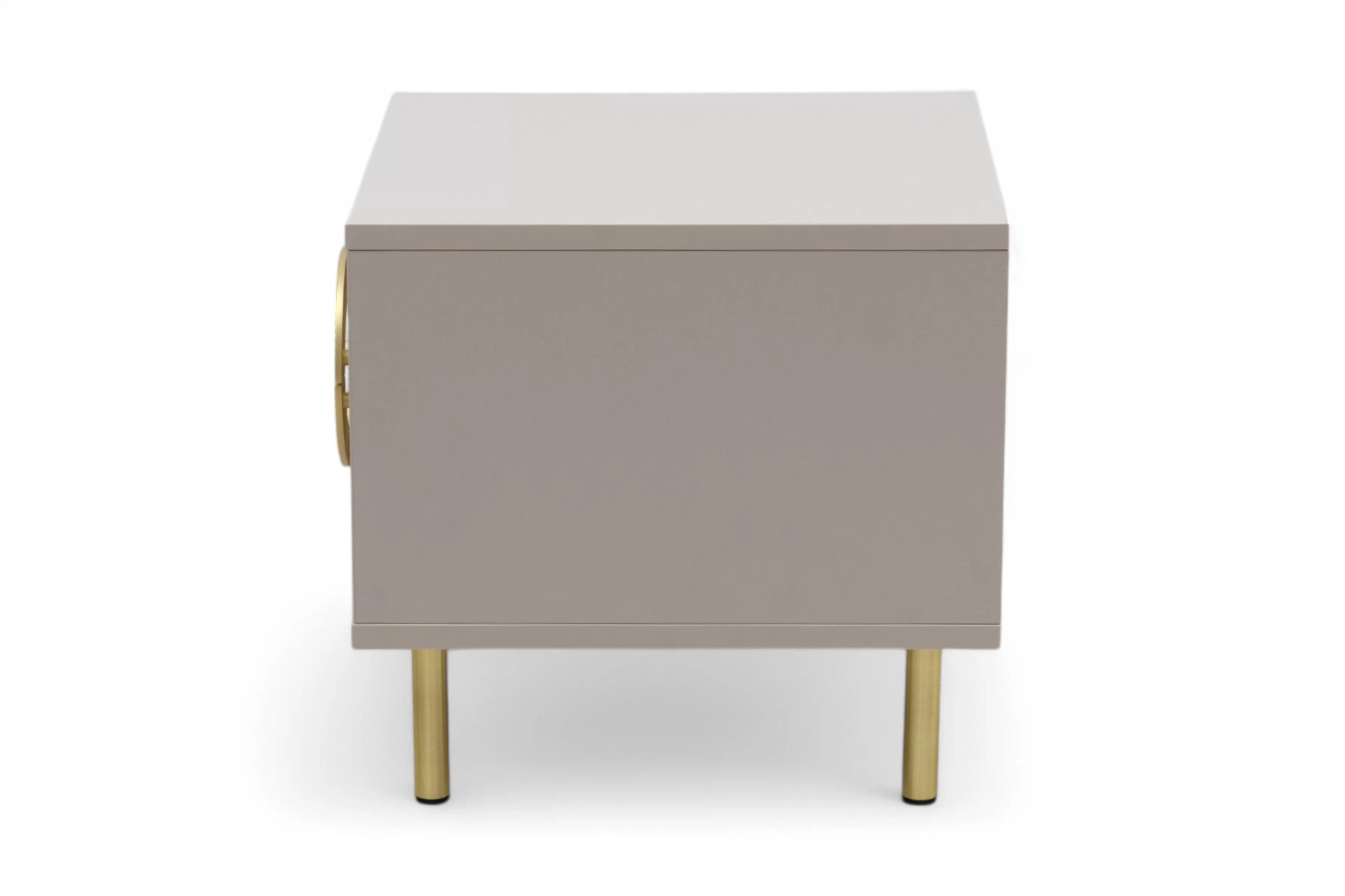 Noční stolek Nubo 46 cm - kašmírová / zlaté nožky Noční stolek Gotimo 46 cm se zásuvkami - kašmír / zlote Nohy