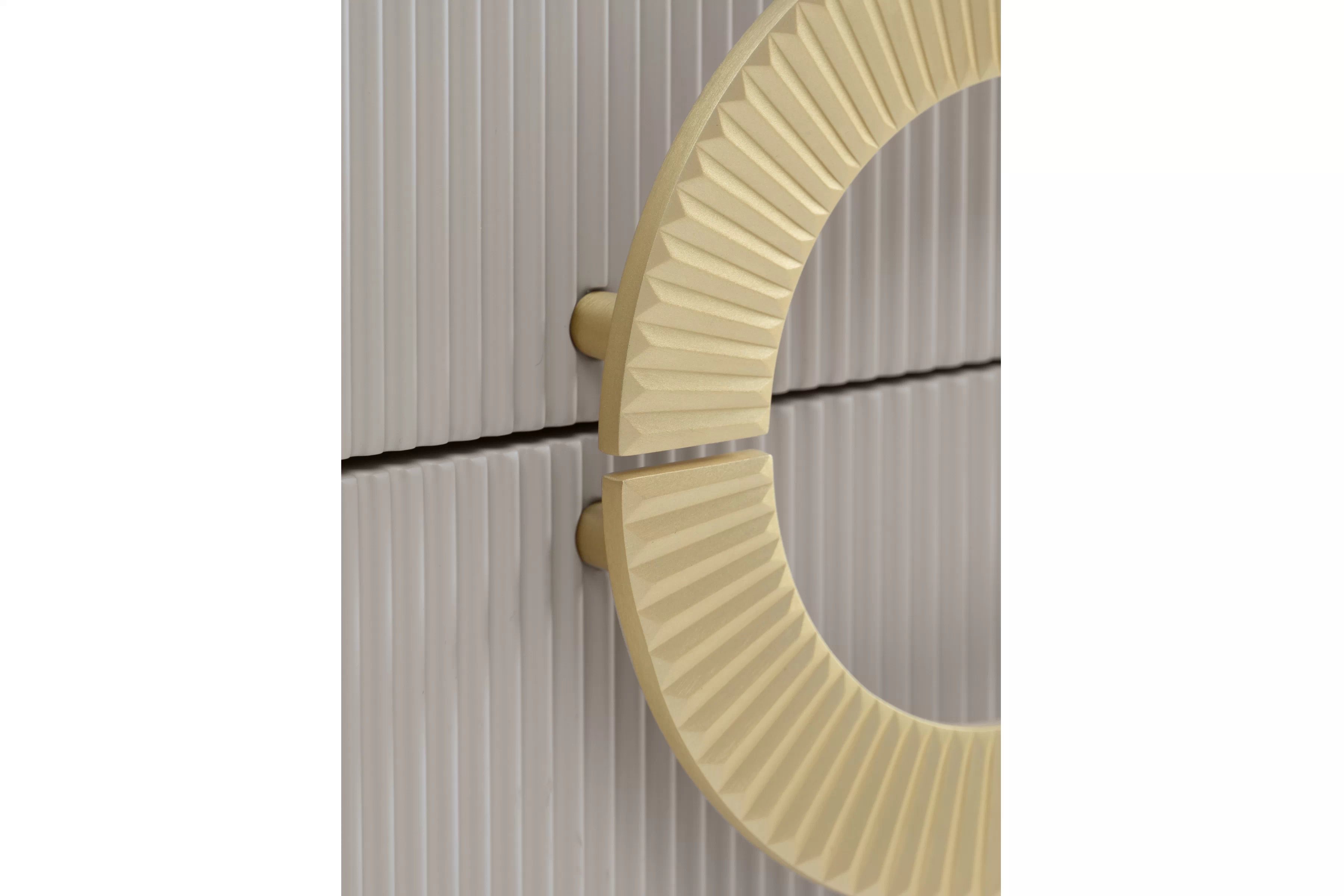 Noční stolek Nubo 46 cm - kašmírová / zlaté nožky Noční stolek Gotimo 46 cm se zásuvkami - kašmír / zlote Nohy