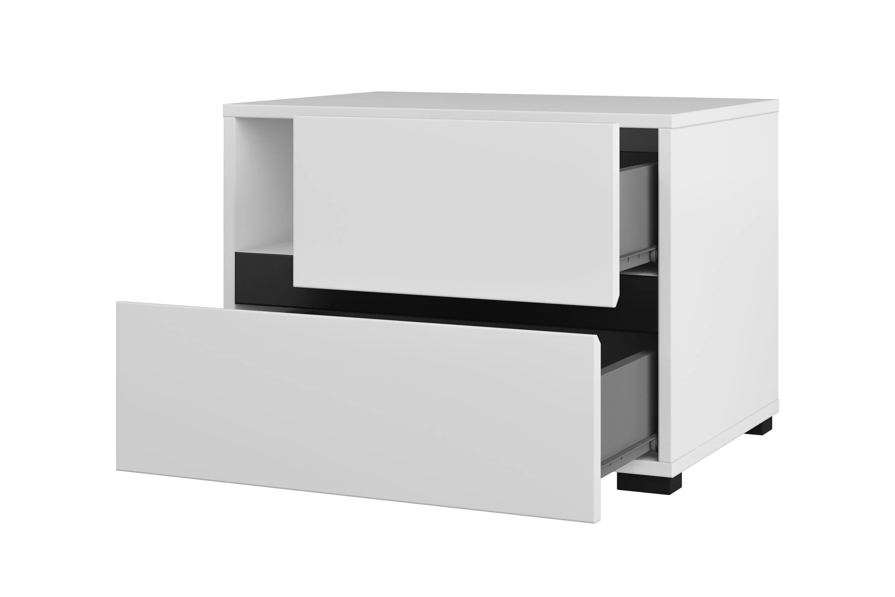 Nočný stolík Cross 55 cm so zásuvkami - biela / čierna Nočný Stolík Gramon 55 cm so zásuvkami - biela / čierny