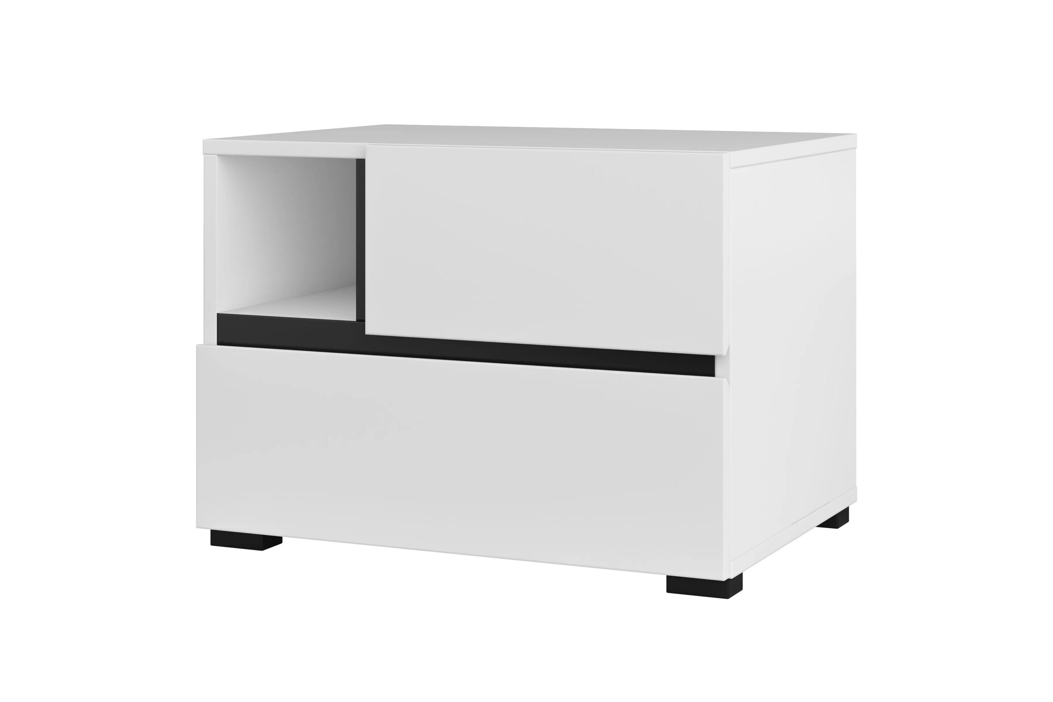 Nočný stolík Cross 55 cm so zásuvkami - biela / čierna Nočný Stolík Gramon 55 cm so zásuvkami - biela / čierny