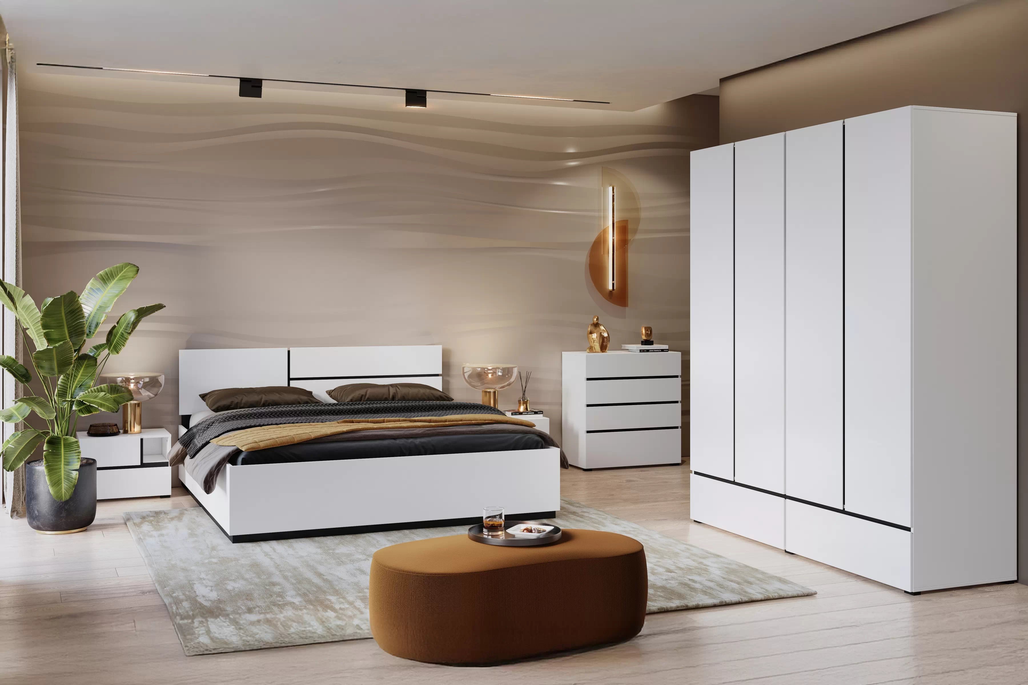 Nočný stolík Cross 55 cm so zásuvkami - biela / čierna Nočný Stolík Gramon 55 cm so zásuvkami - biela / čierny